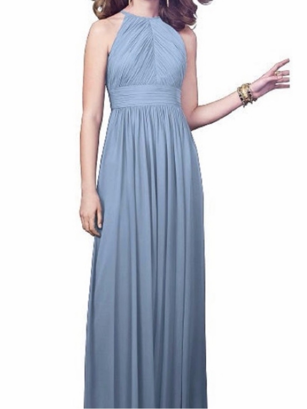 Dessy Collection Light Blue Halter Maxi Gown